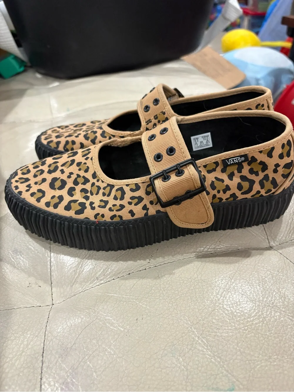 VANS Leopard Print Mary Jane Flats - creepers Tan/Black - Picture 3 of 5